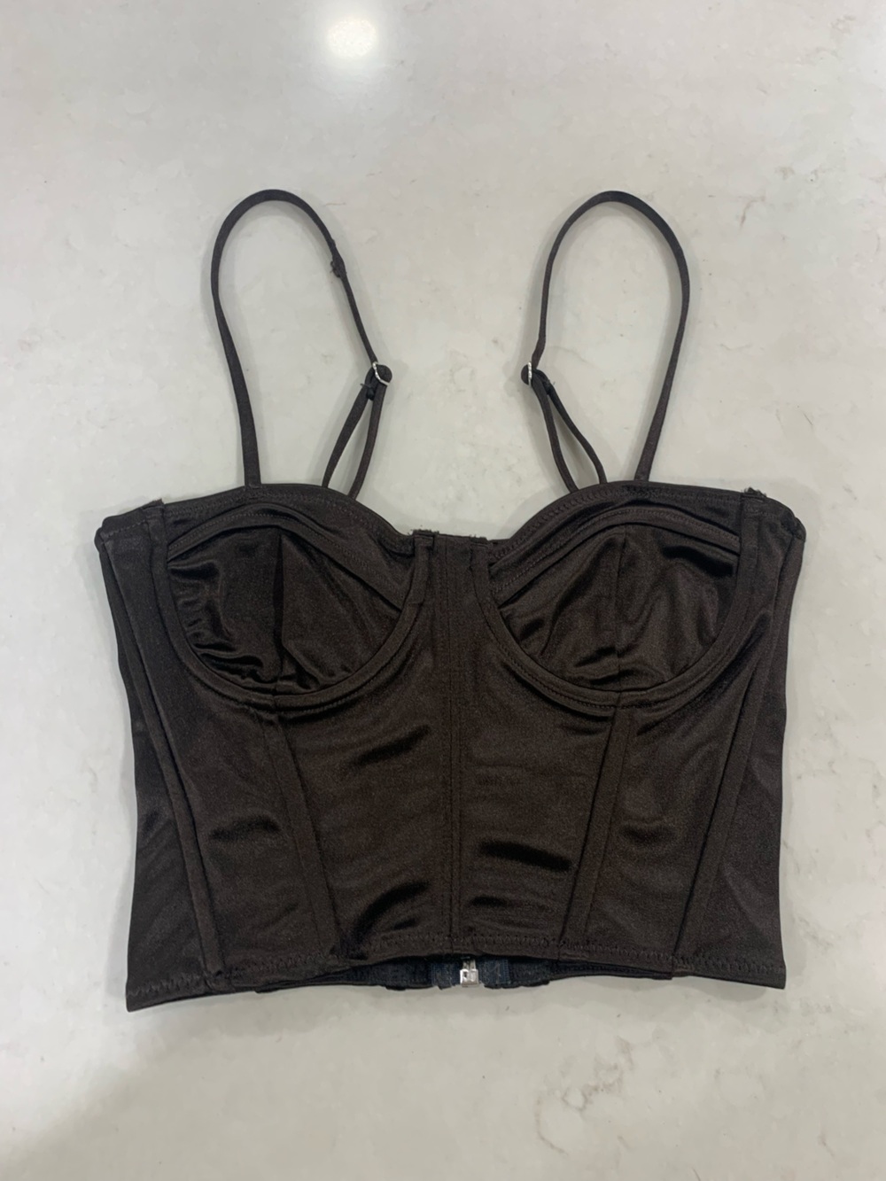 H&M Black Structured Bustier Cami with Adjustable Straps